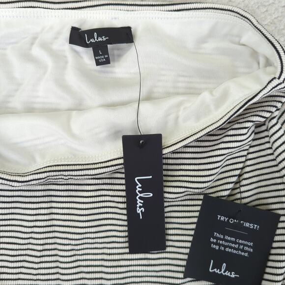 Lulu's Trendy Match White Striped Ribbed Two-piece Midi Dress Tank Knit Sz Large - Picture 8 of 12